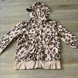 RARE Y2K Juicy Couture leopard print velour hoodie zip size large